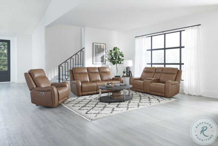 Hawthorne Butternut Power Reclining Sofa with Power Headrest