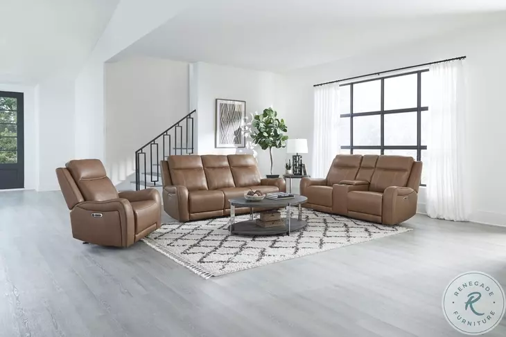 Hawthorne Butternut Power Reclining Living Room Set with Power Headrest