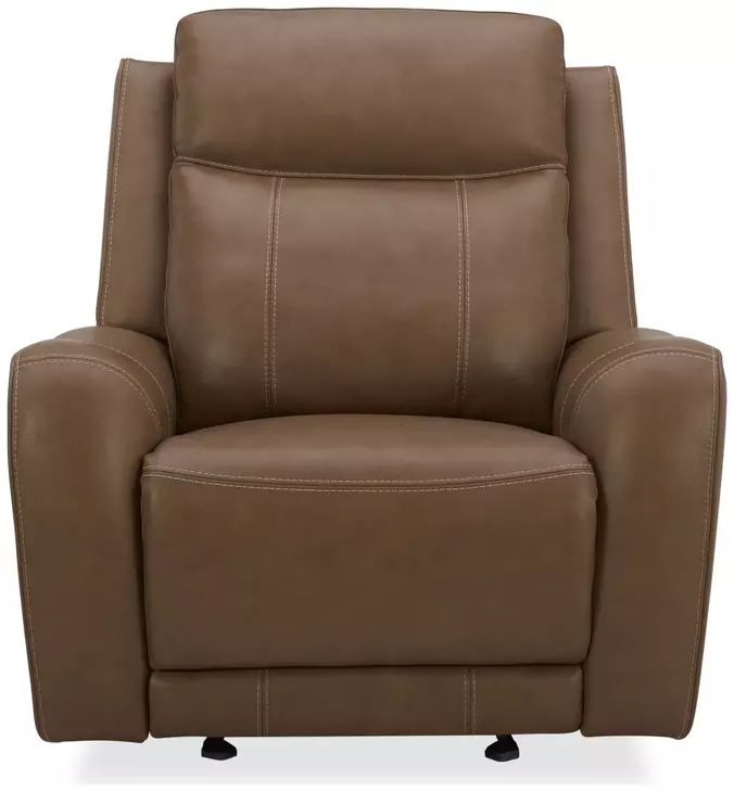 Hawthorne Butternut Leather Glider Power Recliner with USB Charging