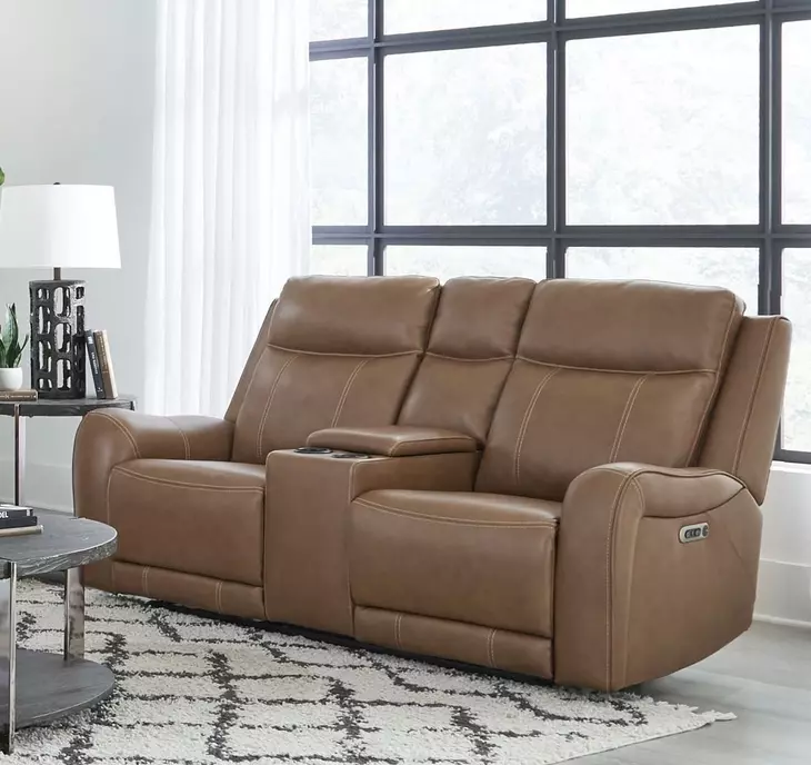 Haywood Butternut 79" Power Reclining Console Loveseat With Power Headrest