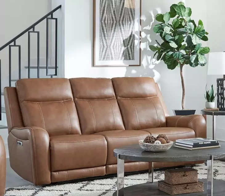 Haywood Butternut 86" Power Reclining Sofa With Power Headrest