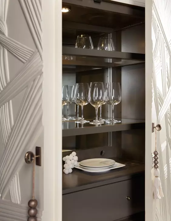 Melange Cream and Champagne Dream Weaver 2 Door Bar Cabinet with LED