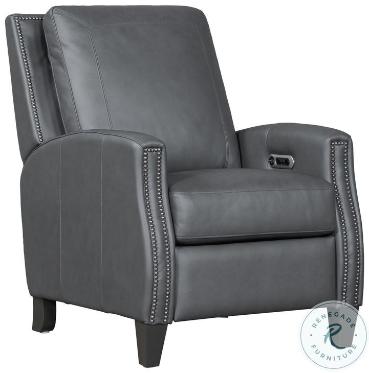 Hollis Echo Grey Leather Power Recliner