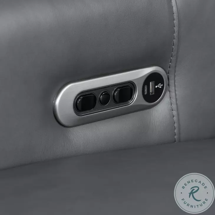 Hollis Echo Grey Leather Power Recliner
