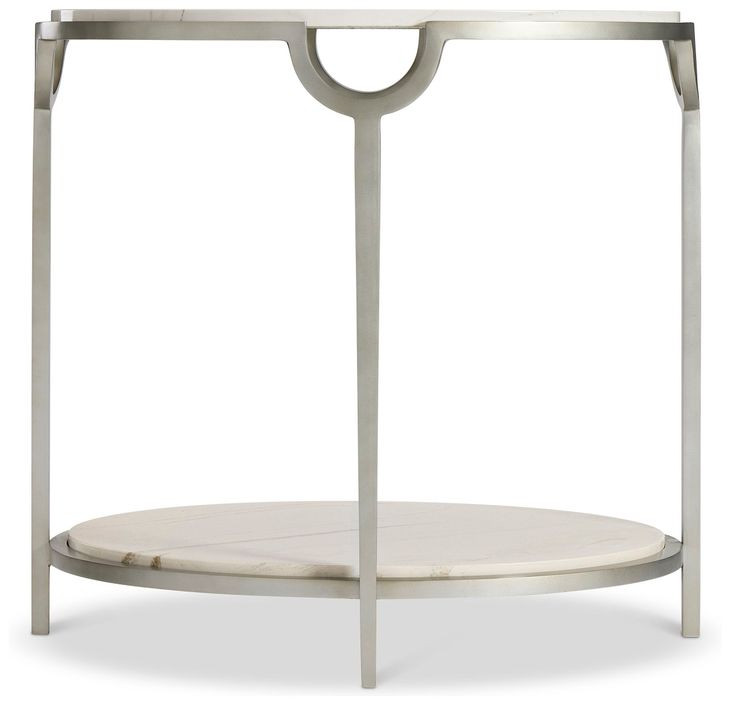 Morello Oxidized Nickel And Carrara Marble Oval Metal End Table
