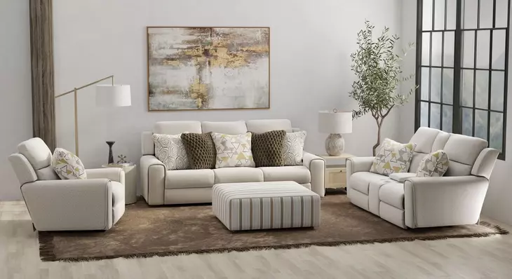 Micah Oatmeal Deep Seat Power Reclining Living Room Set From