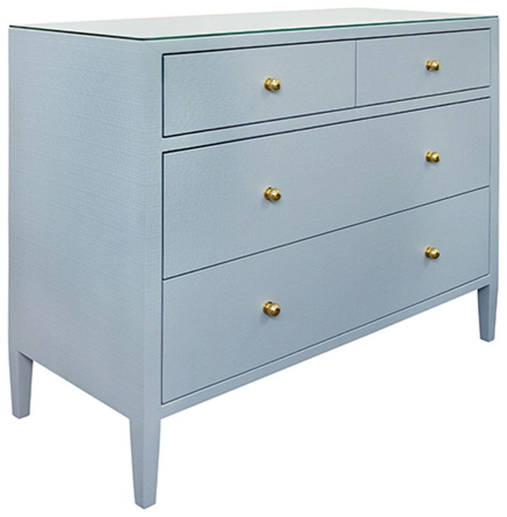 Michelle Textured Light Blue Linen 4 Drawer Chest