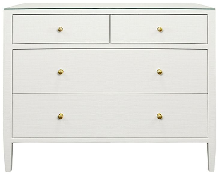 Michelle Textured White Linen 4 Drawer Chest