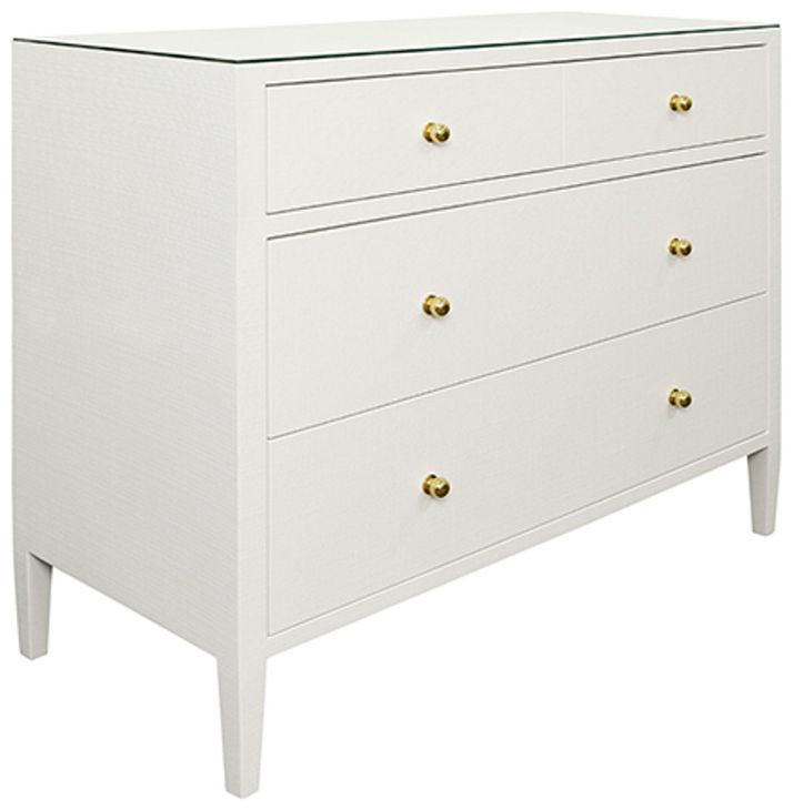 Michelle Textured White Linen 4 Drawer Chest
