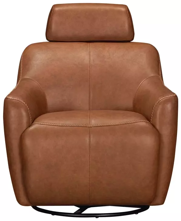 Milanoir Renaissance Cinnamon Leather Upholstered Swivel Gliding Accent Chair