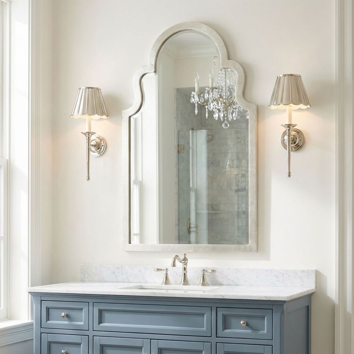 Elberta Silver Leaf Arched Wall Mirror
