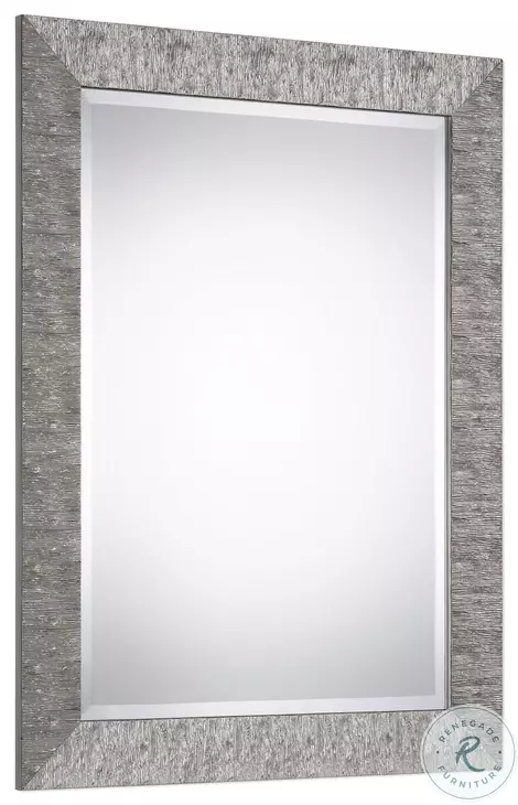 W00421 Metallic Heavily Textured Silver Mirror