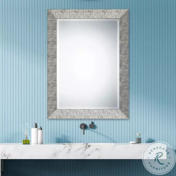 W00421 Metallic Heavily Textured Silver Mirror