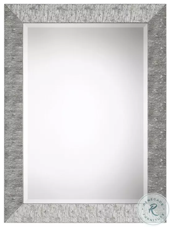 W00421 Metallic Heavily Textured Silver Mirror