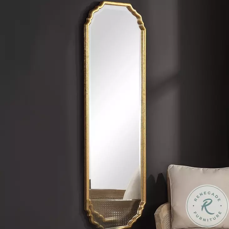 W-00433 Lightly Antiqued, Metallic Gold Leaf Mirror