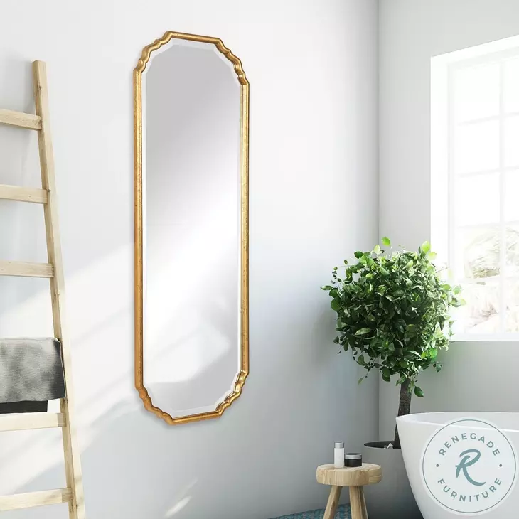 W-00433 Lightly Antiqued, Metallic Gold Leaf Mirror