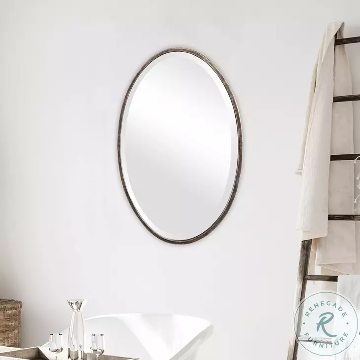 W-00453 Rich Dark Bronze With Golden Highlights Round Mirror