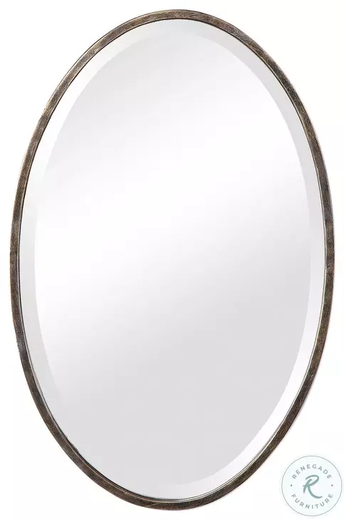 W-00453 Rich Dark Bronze With Golden Highlights Round Mirror