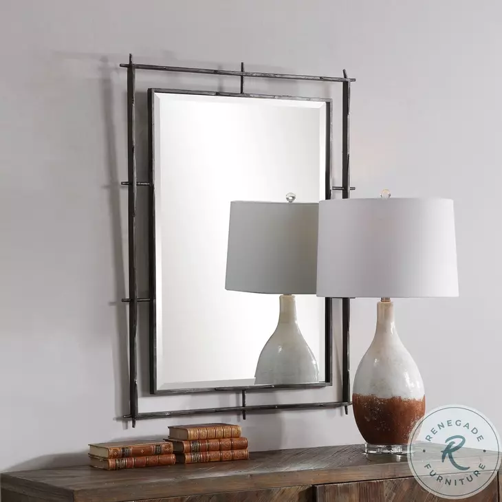 Ironworks Distressed Deep Ebony Mirror