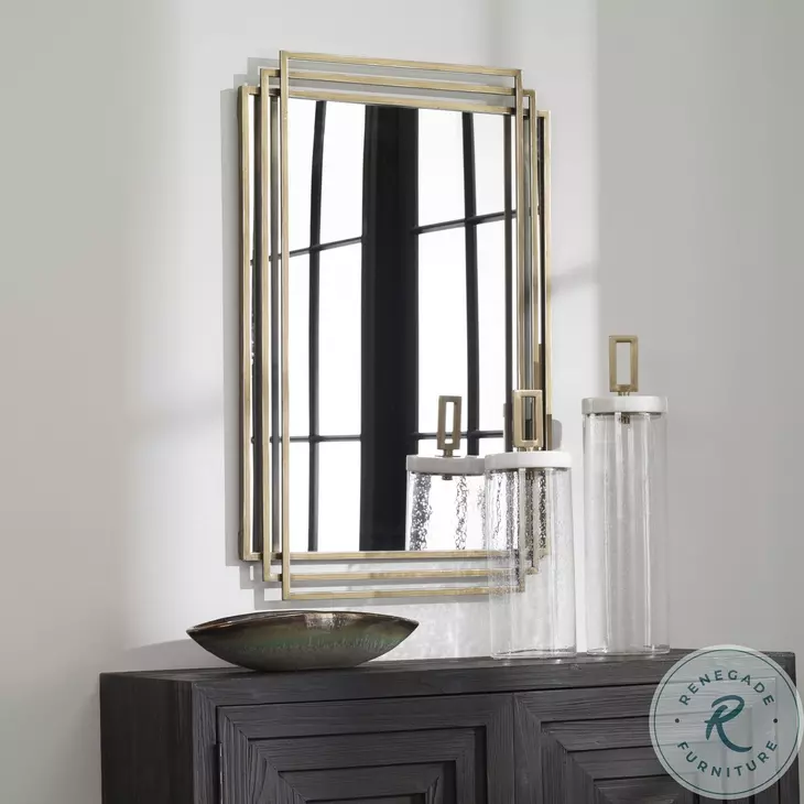 Whirlpool Distressed Brushed Gold Mirror