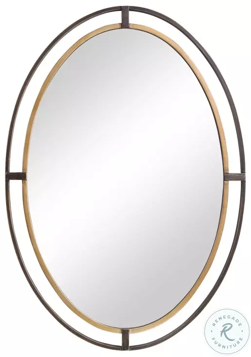 W00490 Distressed Rustic Bronze And Lightly Antiqued Gold Mirror