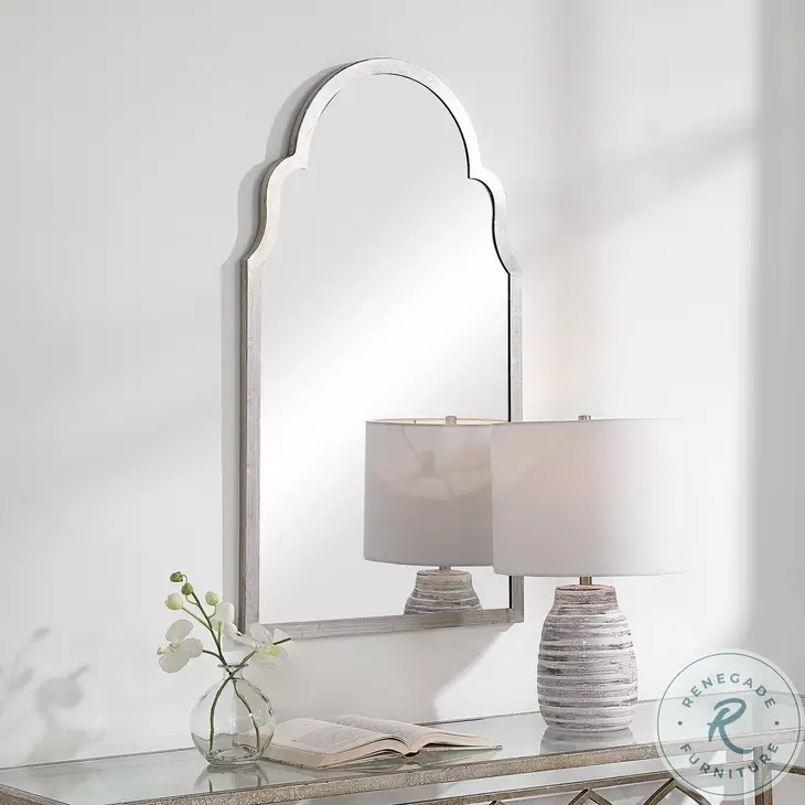 W00495 Silver Leaf Arch Mirror
