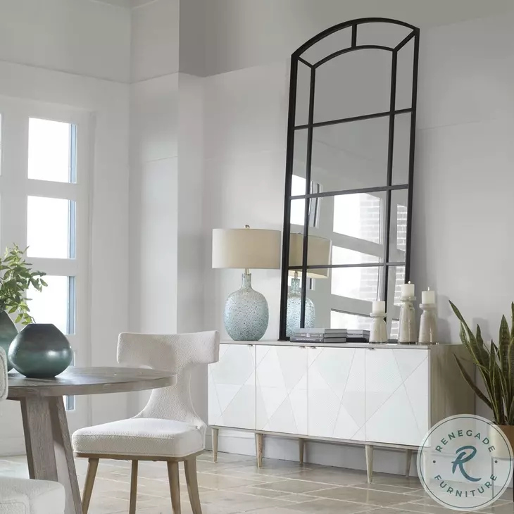 Winford Satin Black Floor Mirror