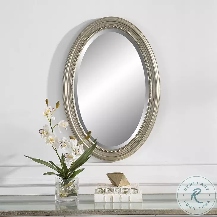 W-00528 Metallic Silver With A Subtle Brown Antiquing Mirror