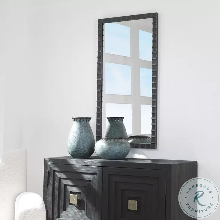Windward Slightly Distressed Matte Black Mirror