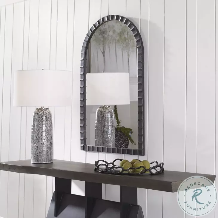 Windward Distressed Matte Black Mirror