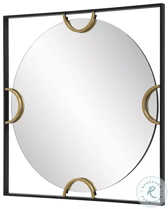 Stanton Satin Black And Antique Gold Square Mirror