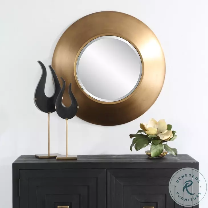 Siona Antique Gold Round Mirror