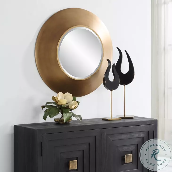 Siona Antique Gold Round Mirror