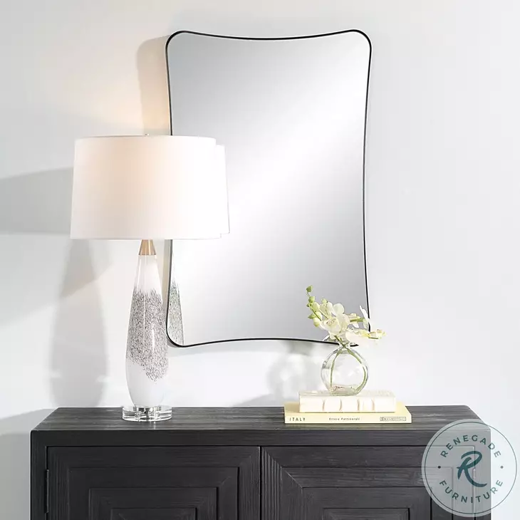 Oswald Satin Black Vanity Mirror
