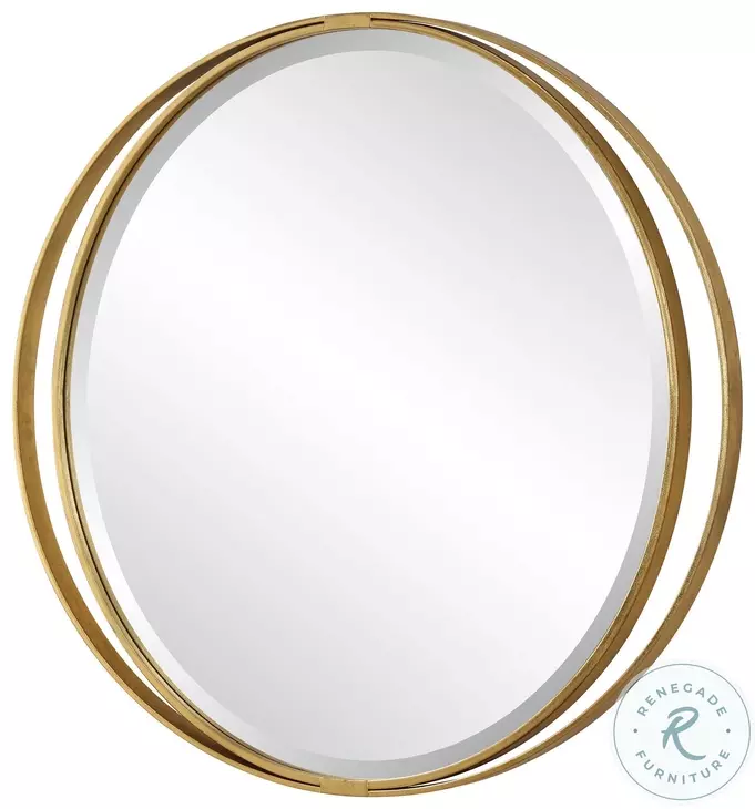 Rhodes Antique Metallic Gold Leaf Round Mirror