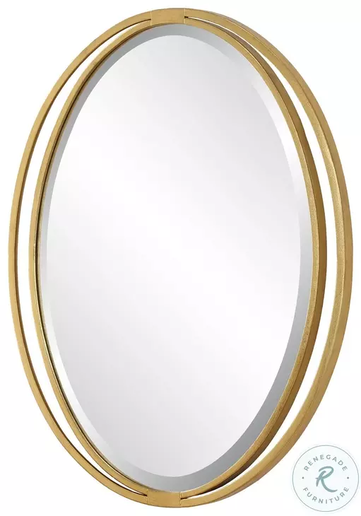 Rhodes Antique Metallic Gold Leaf Oval Mirror