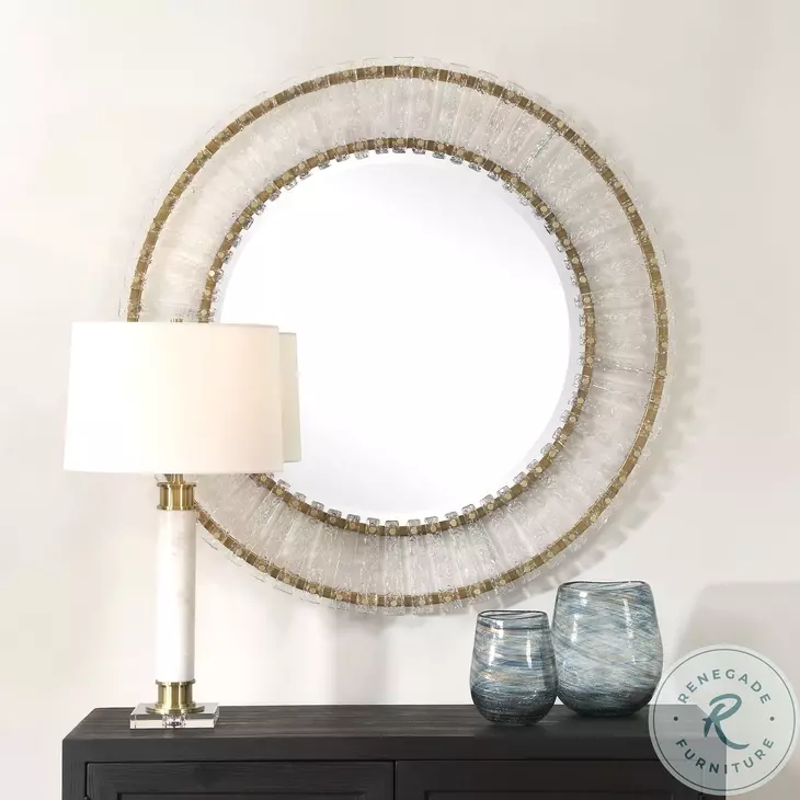 Rustom Brushed Gold Round Mirror