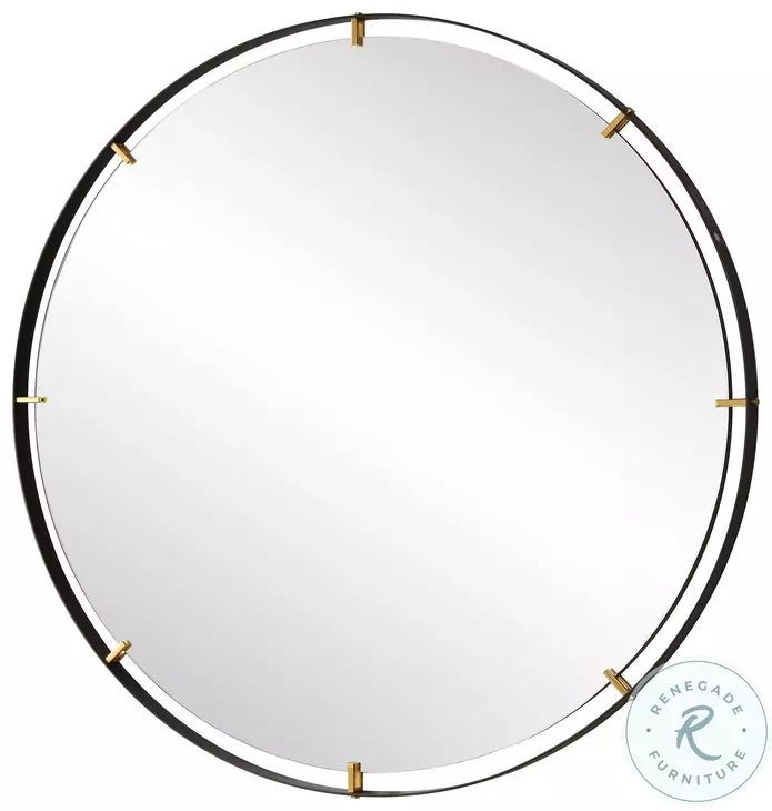 Grand Pendulum Black Round Mirror