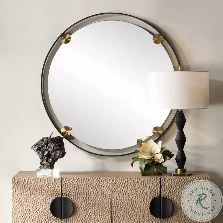 Radius Dark Bronze Round Mirror