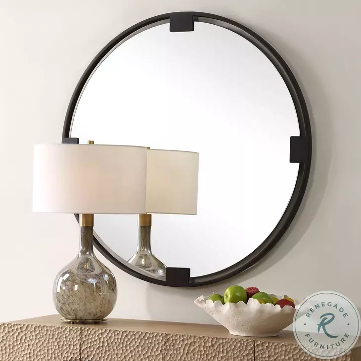 Aurora Dark Bronze Round Mirror
