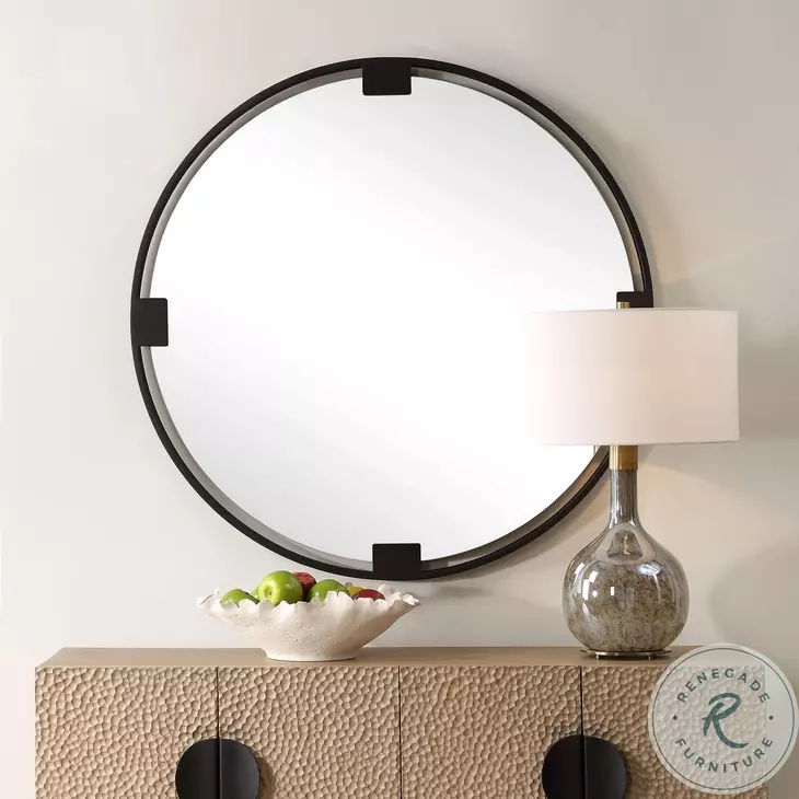 Aurora Dark Bronze Round Mirror