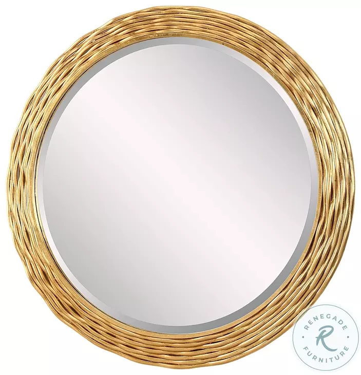 Andromeda Lightly Antique Gold Leaf Round Mirror
