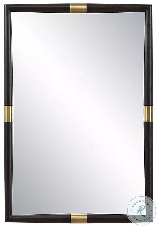 Larkin Dark Oak And Antique Brass Mirror