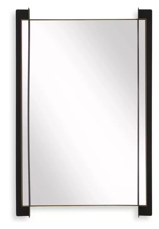 Langston Matte Black and Gold Rectangular Wall Mirror