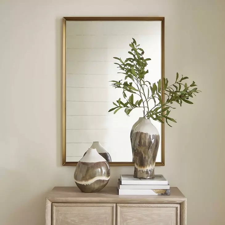 Riverton Brushed Brass Rectangular Wall Mirror