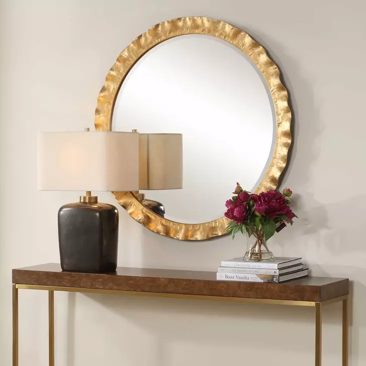 Arlington Antique Gold Round Wall Mirror