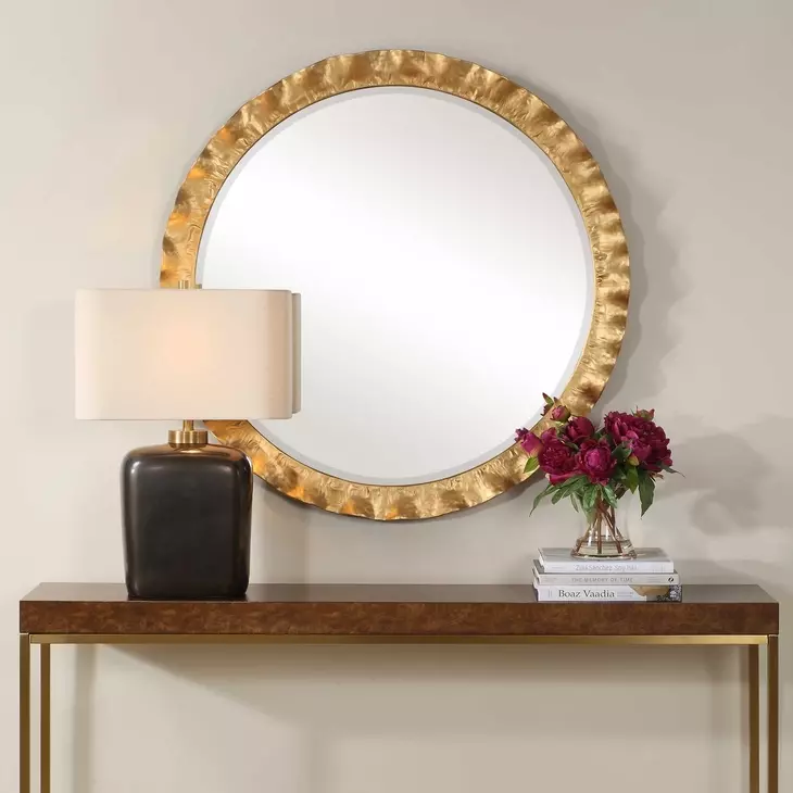 Arlington Antique Gold Round Wall Mirror