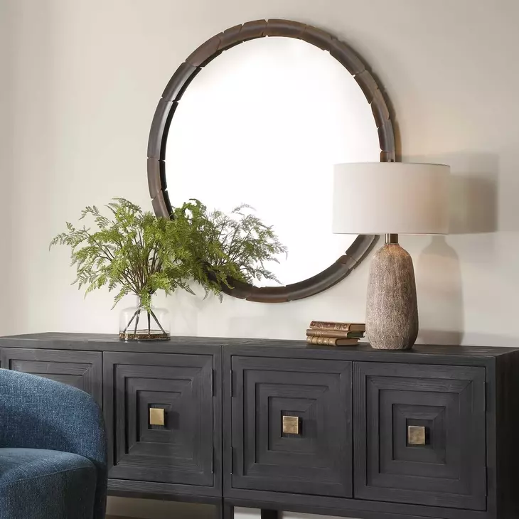 Carlisle Aged Rust Bronze Round Wall Mirror