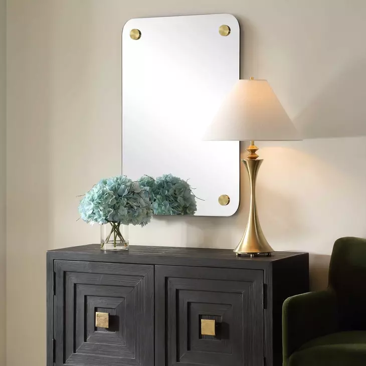 Hamrick Brass Rectangular Wall Mirror