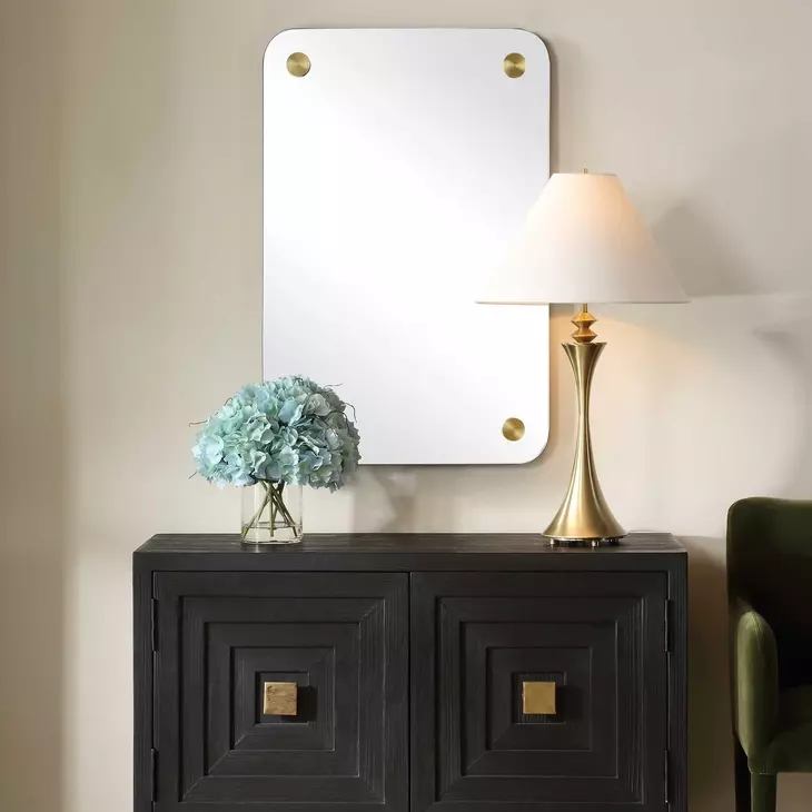 Hamrick Brass Rectangular Wall Mirror